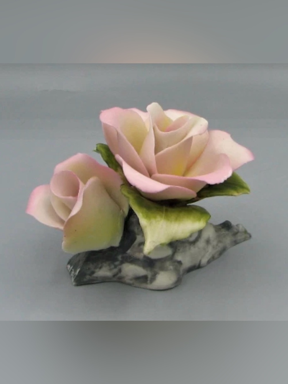 Vintage Golden Crown E R Italy Pink Rose Floral Sculpture Figurine #224